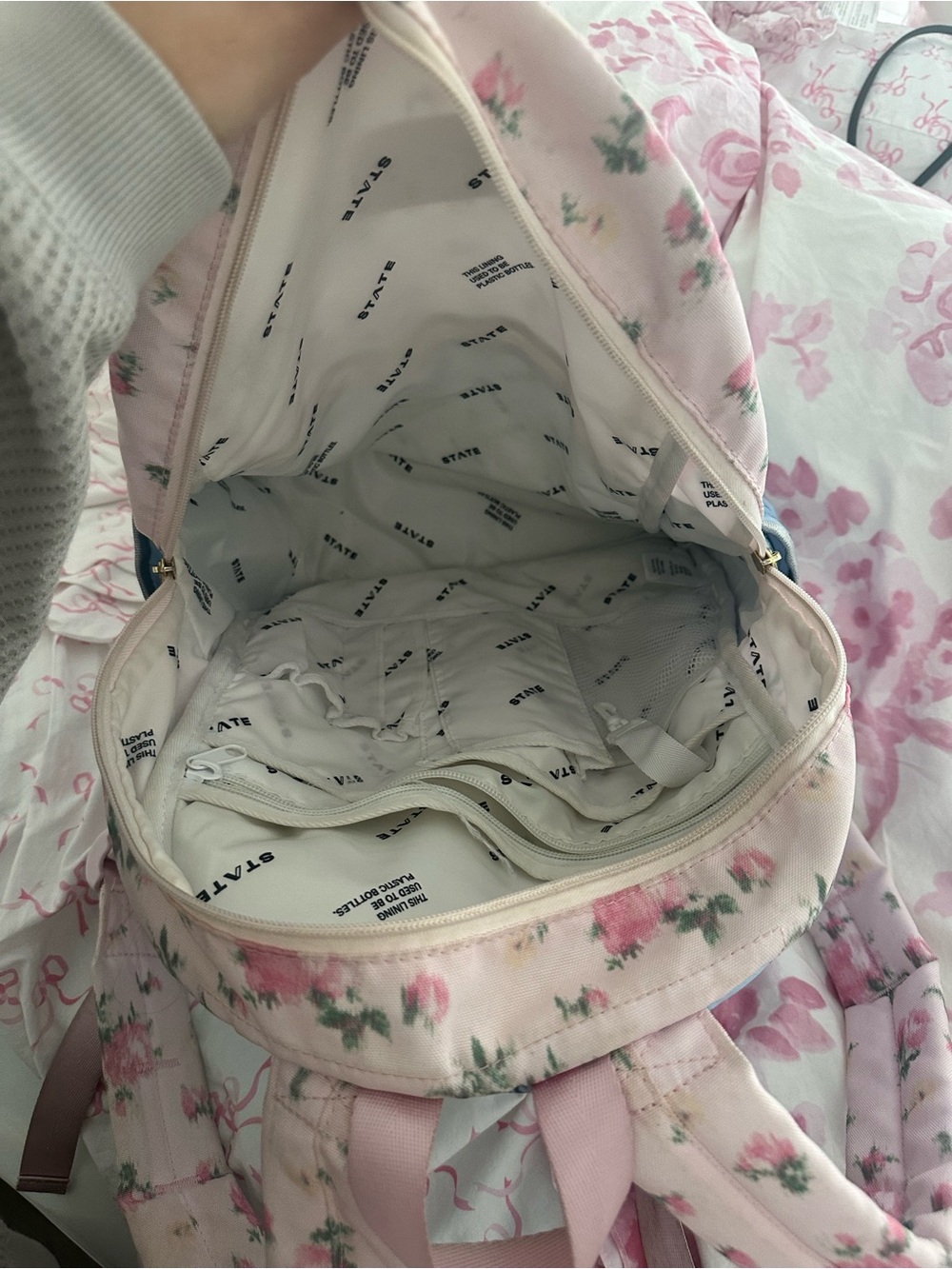 STATE Pink and Blue Floral Canvas Backpack LoveShackFancy collaboration - Picture 4 of 4